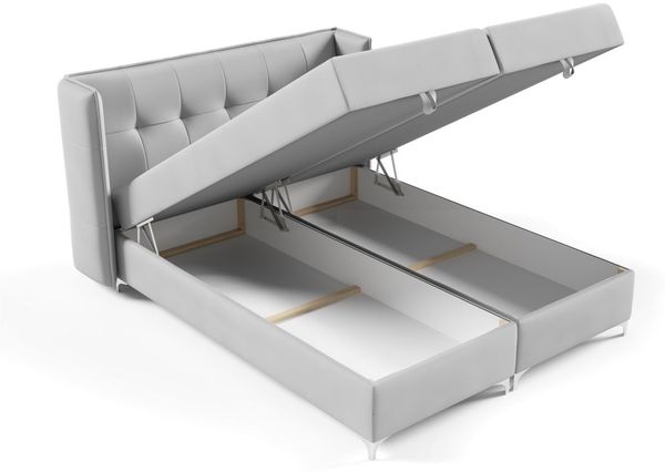 Boxspringbett Bett Schlafzimmerbett 200x200cm GENET Stoff Matt Velvet Graubeige Bild 3