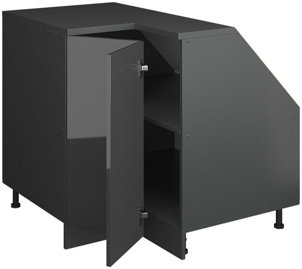 Eck-Küchenschrank für Dachschrägen R-Line Anthrazit Hochglanz 75.6 cm mit 1 Tür, Schrankkorpus 60 cm Tiefe Vicco Bild 3