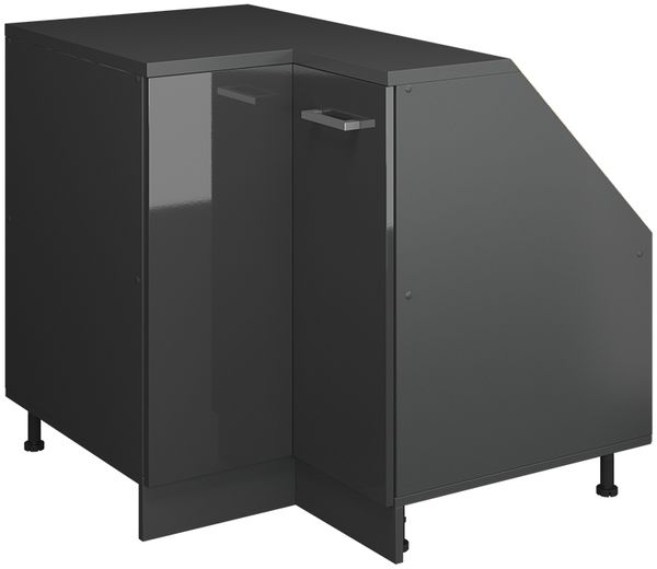 Eck-Küchenschrank für Dachschrägen R-Line Anthrazit Hochglanz 75.6 cm mit 1 Tür, Schrankkorpus 60 cm Tiefe Vicco