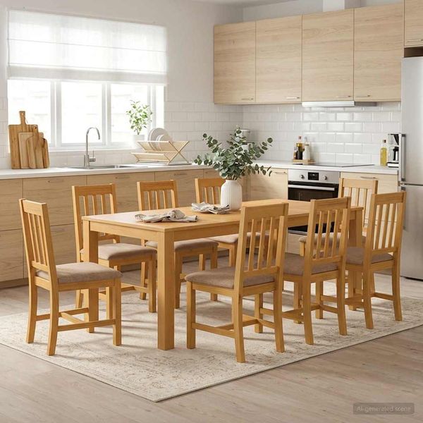 vidaXL Esstisch 200 x 100 x 75 cm Massivholz Eiche Natur Rechtwinklig 3430419