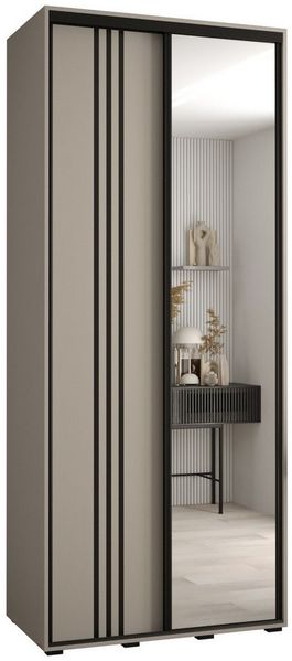 ABIKS MÖBEL Schwebetürenschrank Dakota 7 Schlafzimmerschrank mit Spiegel, Kleiderstange und Regalen