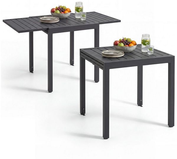 tectake Gartentisch Aluminium-Gartentisch (1-St), für 4–6 Personen, ausziehbar