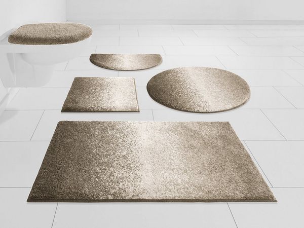 Grund Badematte Mistral, Höhe 20 mm, rutschhemmend beschichtet, fußbodenheizungsgeeignet, Kunstfaser, halbrund, meliertes Design, Ombré-Look, auch als 3 teiliges Set, Made in Europe