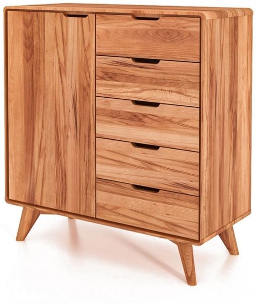 Kommode Gerg aus Kernbuche massiv 90x40x92 cm mit 1 Tür und 5 Schubladen