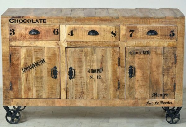 RUSTIC Sideboard Lackiertes Mangoholz Natur