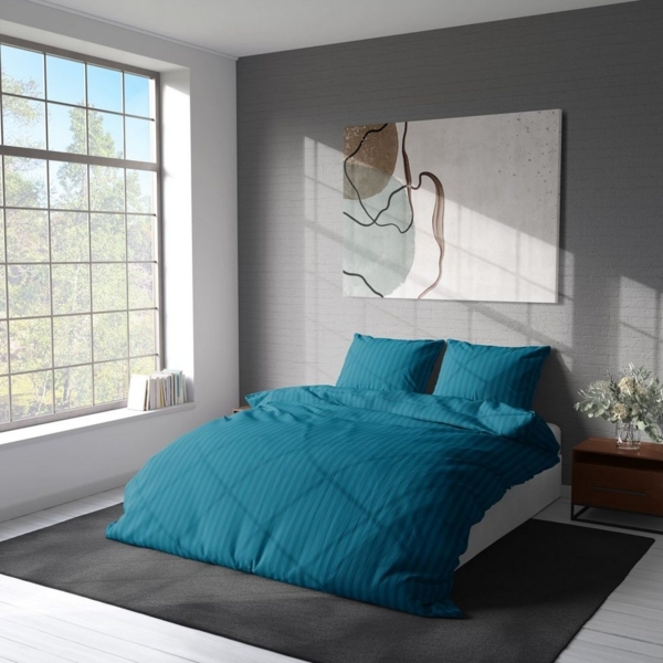 One Home Bettwäsche Damast, Mikrofaser, gestreift und elegant, 3 teilig Doppelbett Bild 2