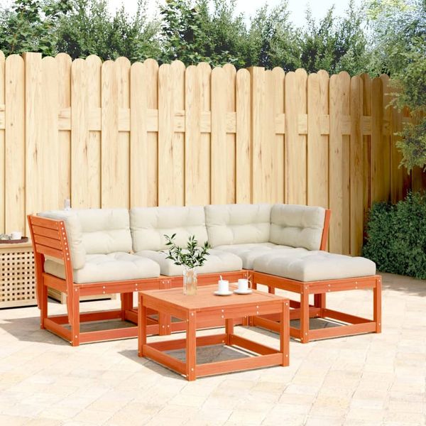 vidaXL 4tlg. Garten-Lounge-Set mit Kissen Wachsbraun Massivholz Kiefer 3216912