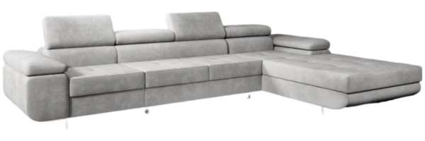 Designer Sofa Calvera Maxi mit Schlaf- und Klappfunktion Samt Hellgrau Rechts