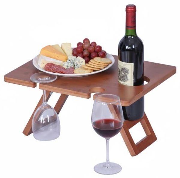 Relaxdays Picknick Weintisch aus Bambus