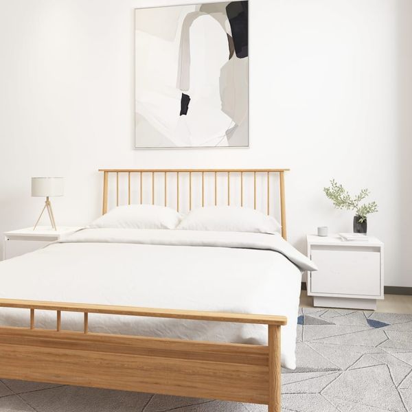 vidaXL Nachttische 2 Stk. Weiß 35x34x32 cm Massivholz Kiefer 813398