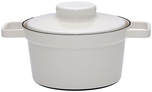 Riess Topf Aromapot mit Deckel Light Grey Ø20cm 1,75 L Emaille mit 2 Griffe