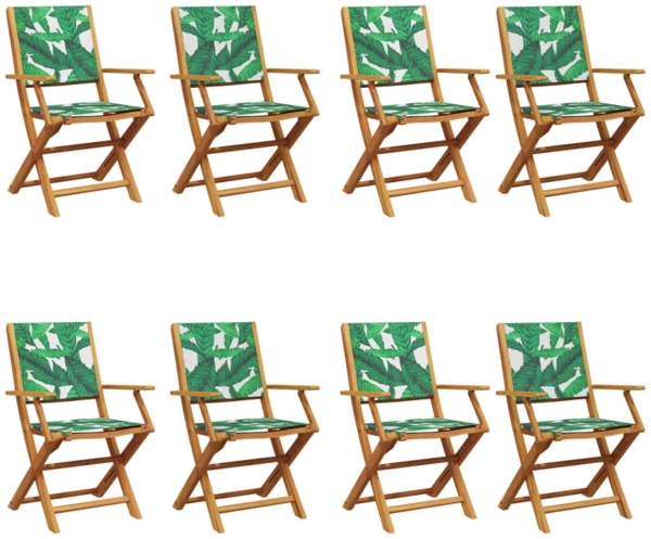 vidaXL Gartenstühle 8 Stk. Klappbar Grün Stoff und Massivholz 3214588