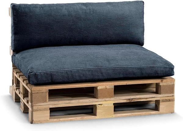 Gutekissen® Palettenkissen Gerippte Kissen mit Reißverschluss, Palettenauflagen Sitzkissen Rückenlehne Gerippt PWL (Sitzkissen 120x80, Dunkelblau)