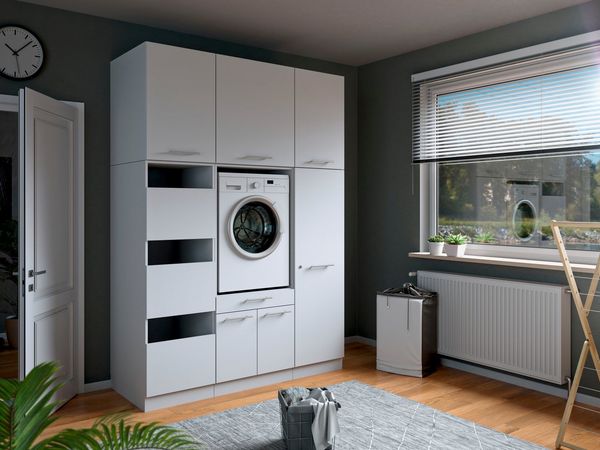 Laundreezy Mehrzweckschrank-Set Laundreezy, 6-tlg. Mehrzweckschrank-Set B/H/T 168/238/68 cm, (6-St), Breite 168 cm, Soft-Close-Funktion, höhenverstellbare Füße