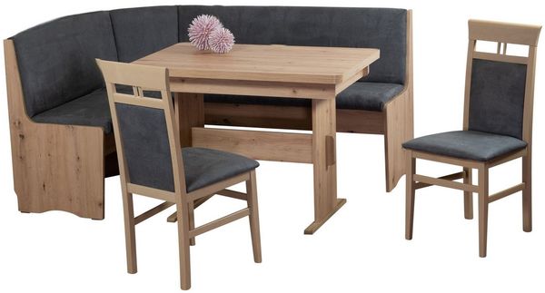 Stolebaenk Eckbankgruppe Duisburg Artisan Titanic Ibiza PE/MA, (Eckbankgruppe, 1 x Eckbank, 1 x Tisch, 2 Stühle), Eckbank beidseitig aufbaubar