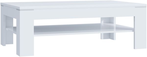Couchtisch >COFFEE TABLES< mit Ablageboden, in Weiss Glanz - 120x43x75cm (BxHxT)