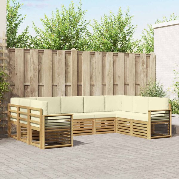 vidaXL Ecksofa Set mit Kissen 9 pcs Weiß und Creme Polyester 3392515