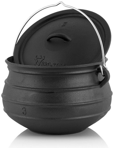 BBQ-Toro Grilltopf Potjie ca. 8 Liter, Südafrikanischer Kochtopf aus Gusseisen ohne Füße, Gusseisen