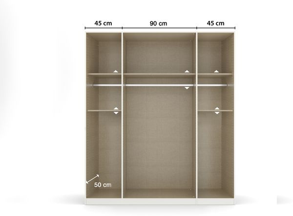 rauch Kleiderschrank, Drehtürenschrank TICAO, 6-türig, 2 Schubkästen, inkl. Türdämpferset, Alpinweiß, 181 x 210 x 54 cm Bild 6