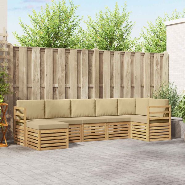 vidaXL Outdoor-Sofagarnitur 7 pcs Weiß und Beige 3392178