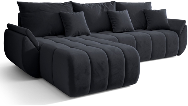 Selsey 'Romuldi' Ecksofa mit Schlaffunktion, Stauraum, Samtbezug, Anthrazit, linksseitig