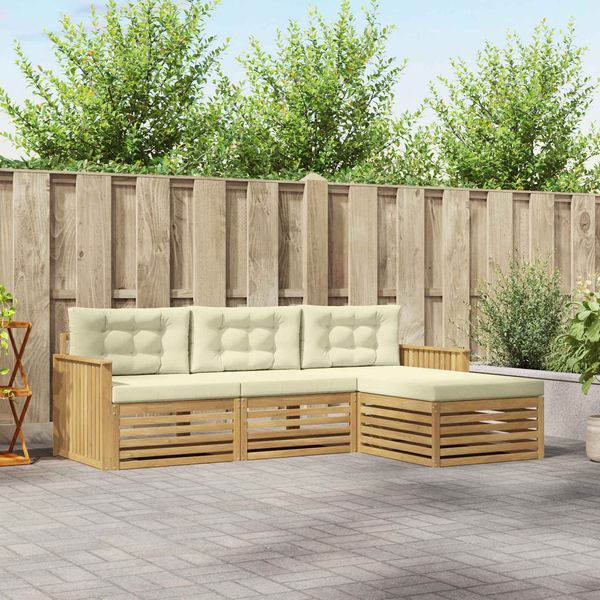 vidaXL Outdoor-Sofagarnitur 4 pcs Weiß und Creme 3390280