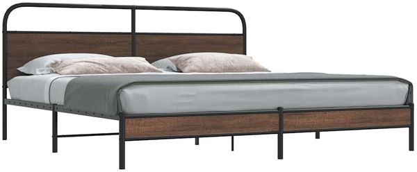 vidaXL Metallbett ohne Matratze Braun Eichen-Optik 180x200 cm 3318699