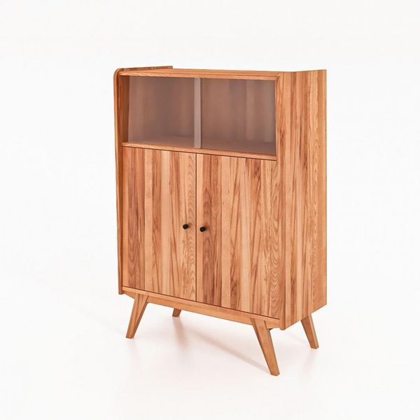 Anrichte Jetro Kernbuche massiv 100x143x50 cm 2 Türen 1 offenes Fach mit Glas