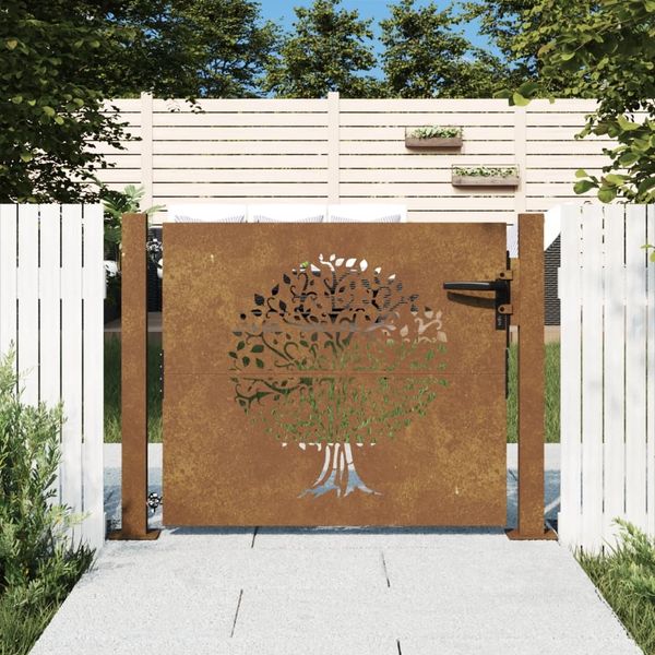 vidaXL Gartentor 100x75 cm Cortenstahl Baumdesign 153214
