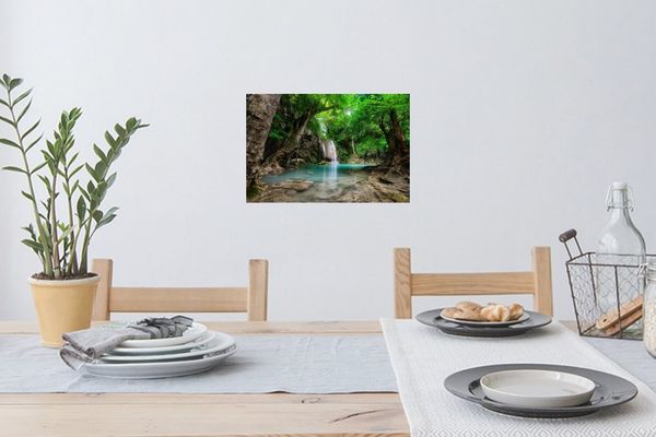 MuchoWow Wandsticker Dschungel - Wasserfall - Pflanzen - Wasser - Natur (1 St), Wandtattoo, Selbstklebend, Wohnzimmer, 30x20 cm