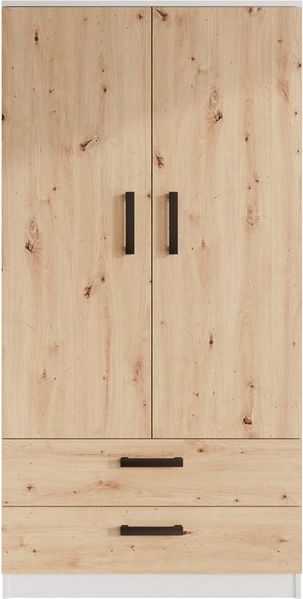 Beautysofa Kleiderschrank TREND 2-türig mit Selbsteinzug, Kleiderstange und 5 Einlegeböden (verschiedene Farben, mit oder ohne Schubladen)