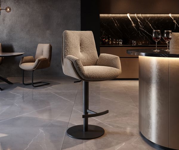 Barstuhl Clea-Flex Materialmix Schlamm Drehfuß höhenverstellbar Metall drehbar