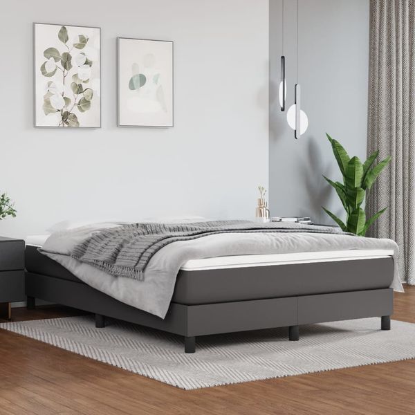 vidaXL Taschenfederkernmatratze Mittel Grau 140x190x20 cm Kunstleder 347786