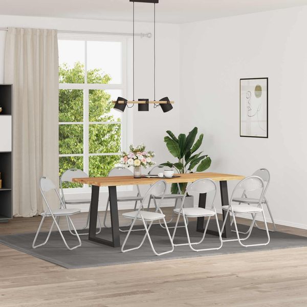 vidaXL Klappstuhl 8 pcs Weiß und Grau 48 x 43,5 x 81 cm Kunstleder 42029050