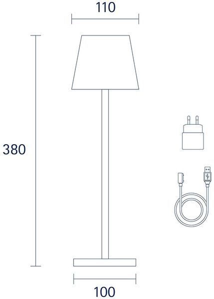 LED Tischleuchte, roségold, Touchdimmer, Akku, H 38 cm Bild 8