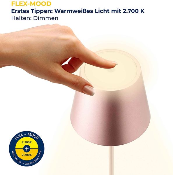 LED Tischleuchte, roségold, Touchdimmer, Akku, H 38 cm Bild 7