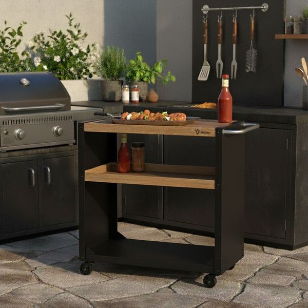 BBQ-Toro Grillablagetisch Grillwagen 95 x 50 x 90 cm, Schwarz, Grilltisch, Beistelltisch