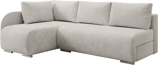 Ecksofa Klein, Sofa mit Schlaffunktion, Couch L-Form, Links Sofa, Cord-Stoff, 203 x 82 x 125 cm, Beige