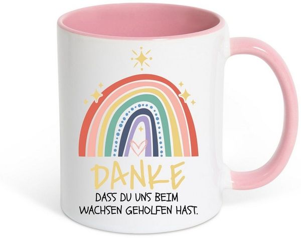 Youth Designz Tasse DANKE DASS DU UNS BEIM WACHSEN GEHOLFEN HAST Kaffeetasse Geschenk, Keramik, mit Süßem Spruch