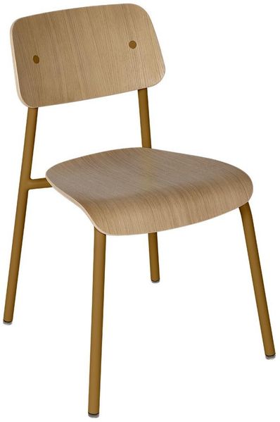 Studie Stuhl Holz ohne Armlehne Lebkuchen