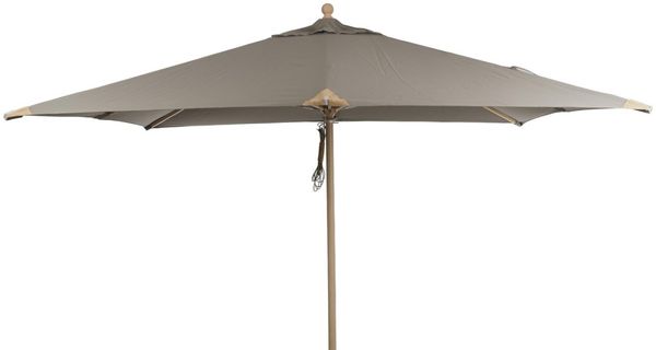Sonnenschirm Como aus Buchenholz und Polyester, modern skandinavisch, taupe, 3x3 m, für Outdoor