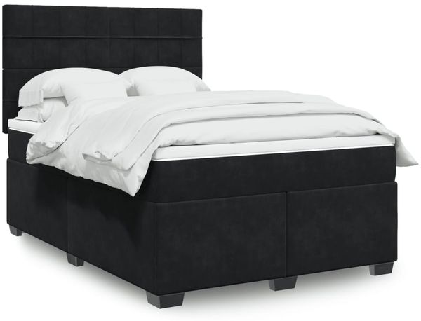 vidaXL Boxspringbett mit Matratze Schwarz 160x200 cm Samt 3293256