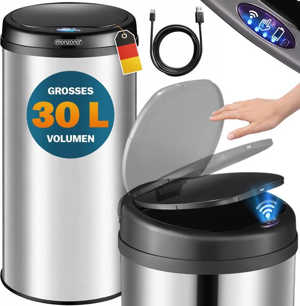 MONZANA® Sensormülleimer S silber 30L