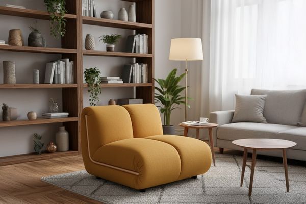 KAWOLA Sessel LAYLA Sitzelement Velvet gelb 74 x 99 x 92 cm