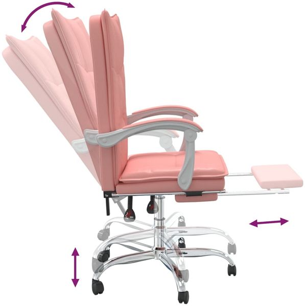 vidaXL Bürostuhl mit Liegefunktion Rosa Kunstleder, Drehbar [349757] Bild 8