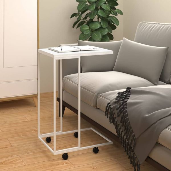 vidaXL Beistelltisch mit Rollen Weiß 40x30x63,5 cm Holzwerkstoff 343099