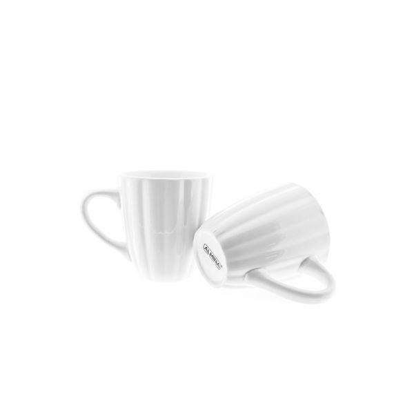 2 Teliges Set Kaffeetassen-Set Daisy 330 ml aus Porzellan Kaffeeservice in Weiß