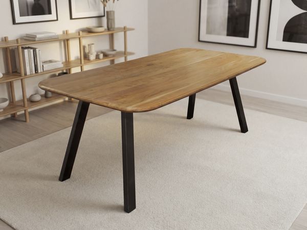 LC Home Esstisch Akazie Metallgestell Holztisch