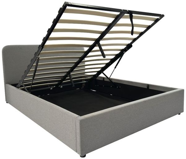 Casâme Bettkasten 140x190 cm mit kopfteil bezogen mit grauem Stoff - YSÉE - Grau