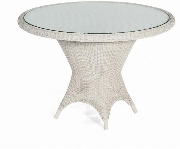 Sonnenpartner Gartentisch Bonaire Aluminium mit Polyrattan white-washed Ø 110 cm Garten-Tisch